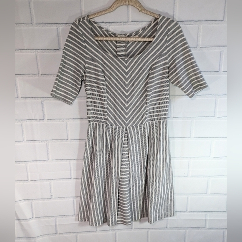 Maison Jules Textured Striped A-Line Dress